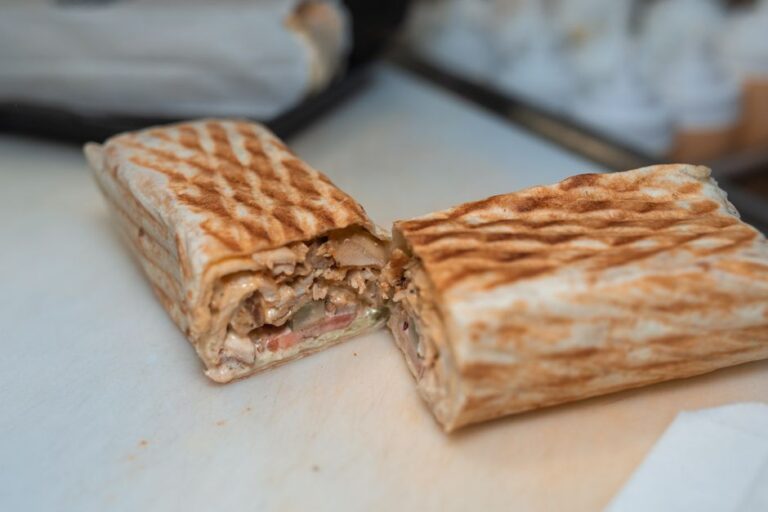 A shawarma wrap with grilled meat
