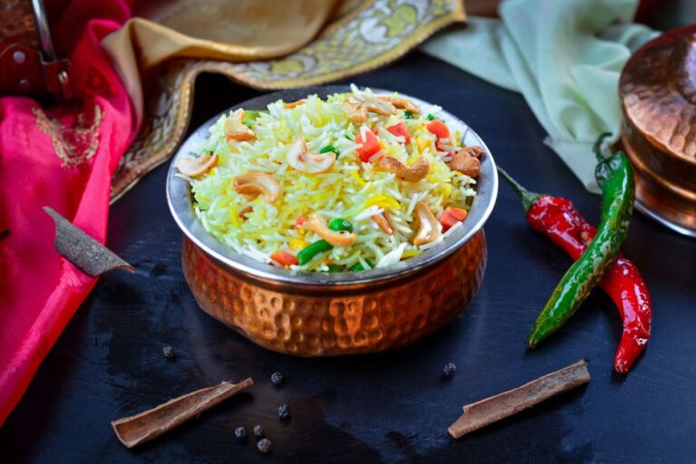 A platter of saffron biryani