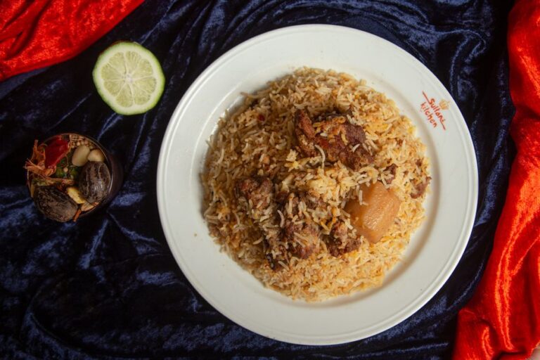 A bowl of mutton biryani