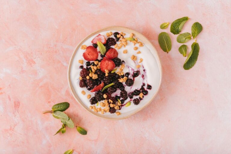 A granola and yoghurt bowl