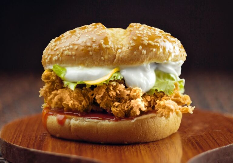 A crispy chicken burger