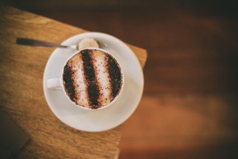 A cappuccino on a saucer