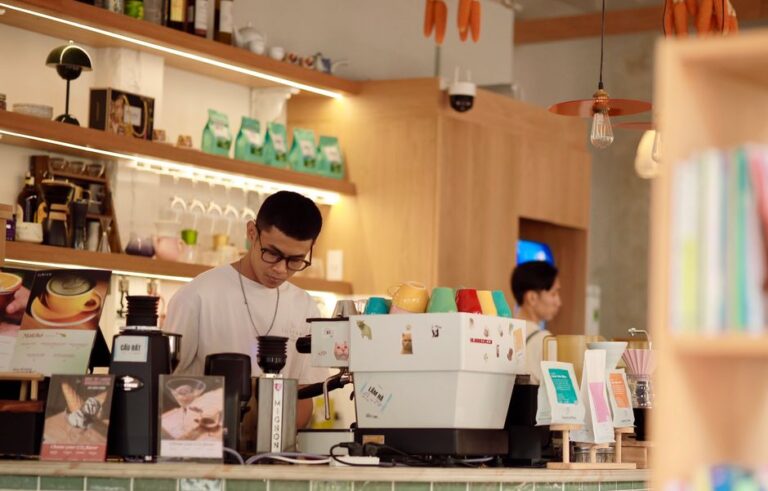 A specialty coffee shop counter