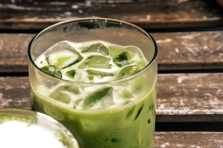 An iced matcha latte