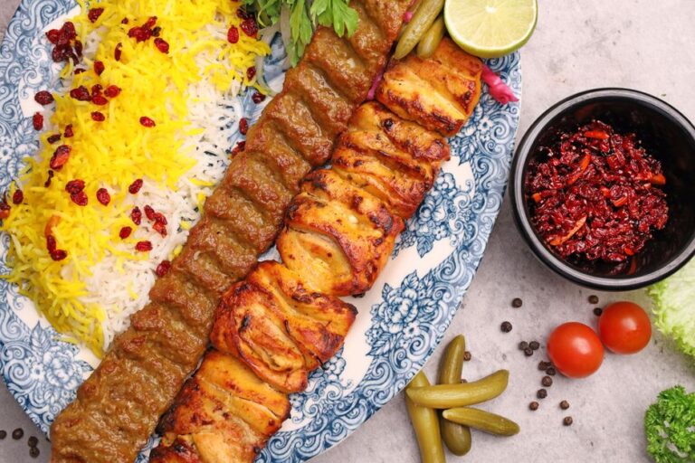 Persian kebab with saffron rice