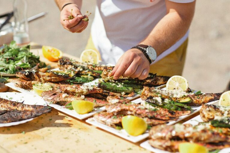 A grilled fish platter
