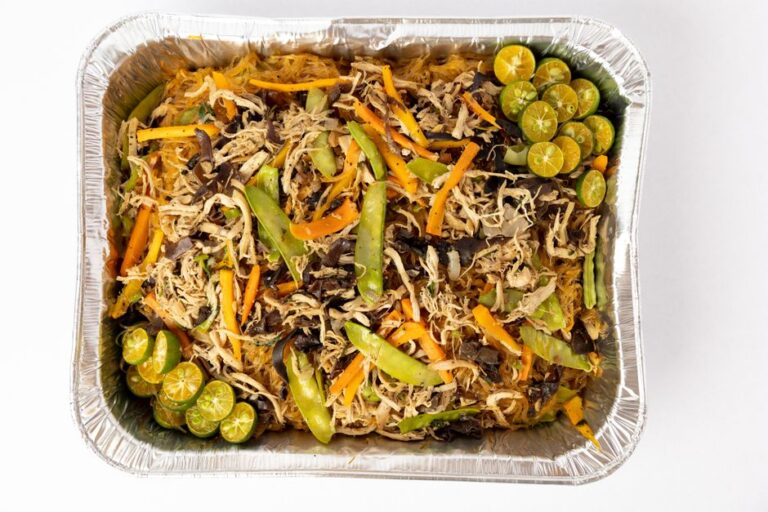 A plate of pancit noodles