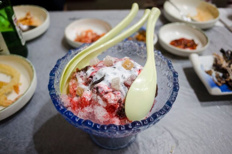 A shaved ice dessert