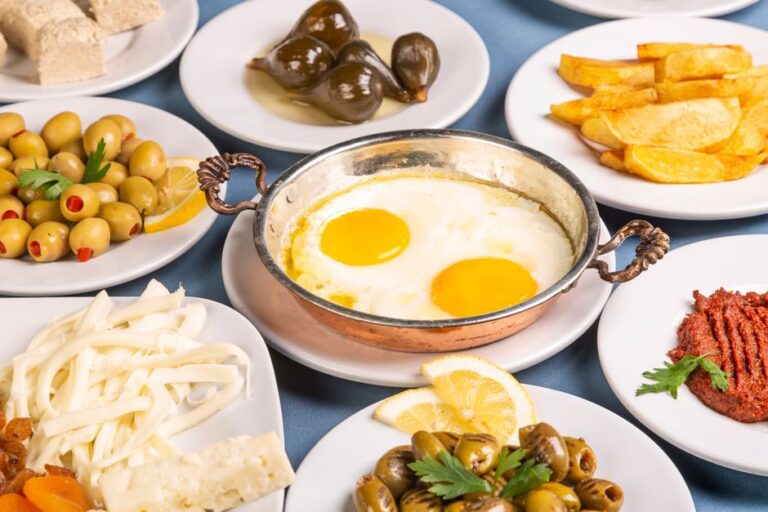 A Turkish breakfast spread